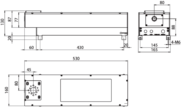 Габаритные размеры лазерной головки серии HQF-N