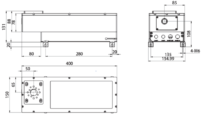 Габаритные размеры лазерной головки