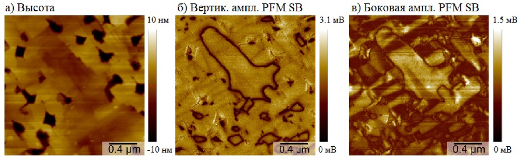Результаты измерения одновременной вертикальной и боковой DFRT PFM на образце BFO